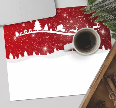 Mousepad navidad paisaje rojo festivo - TenVinilo