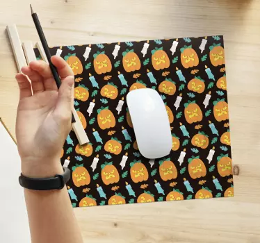 Mousepad navidad patrón de calabazas juguetonas - TenVinilo