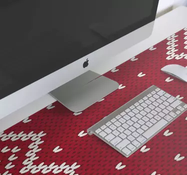 Mousepad navidad patrón de corazones rojos - TenVinilo