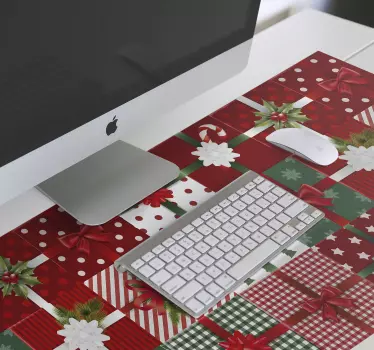 Mousepad navidad patrón de regalos festivos - TenVinilo