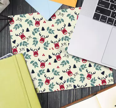 Mousepad navidad patrón de renos alegres - TenVinilo