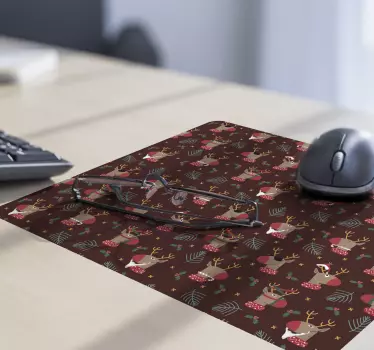 Mousepad navidad patrón de renos festivos - TenVinilo