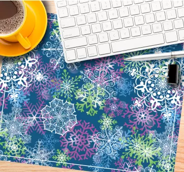 Mousepad navidad patrones de copos de nieve coloridos - TenVinilo
