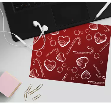 Mousepad navidad patrones de corazones dulces - TenVinilo