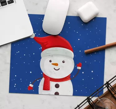 Mousepad navidad personaje alegre de nieve - TenVinilo