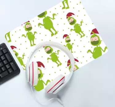 Mousepad navidad personaje verde alegre - TenVinilo