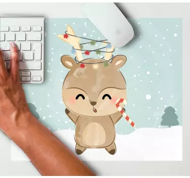 Mousepad navidad reno alegre con caramelos - TenVinilo