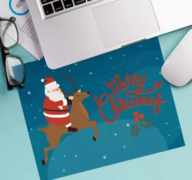 Mousepad navidad santa montando un reno - TenVinilo
