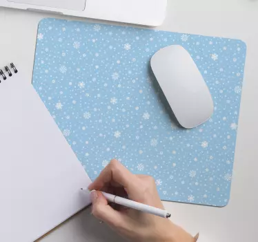 Mousepad navidad superficie con patrón de copos - TenVinilo