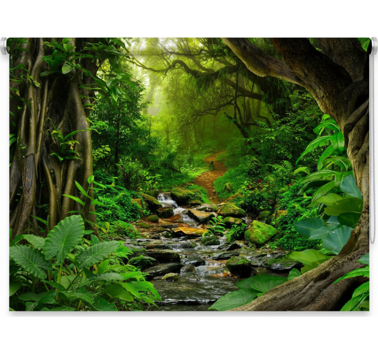 Persiana enrollable árboles oasis del bosque tropical - TenVinilo