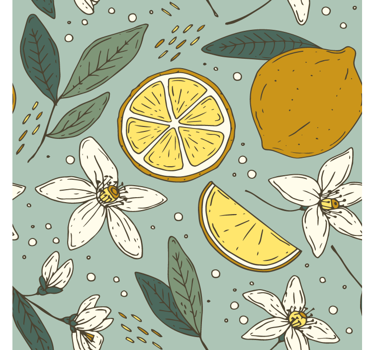 Persiana enrollable para cocina patrón de limones coloridos - TenVinilo