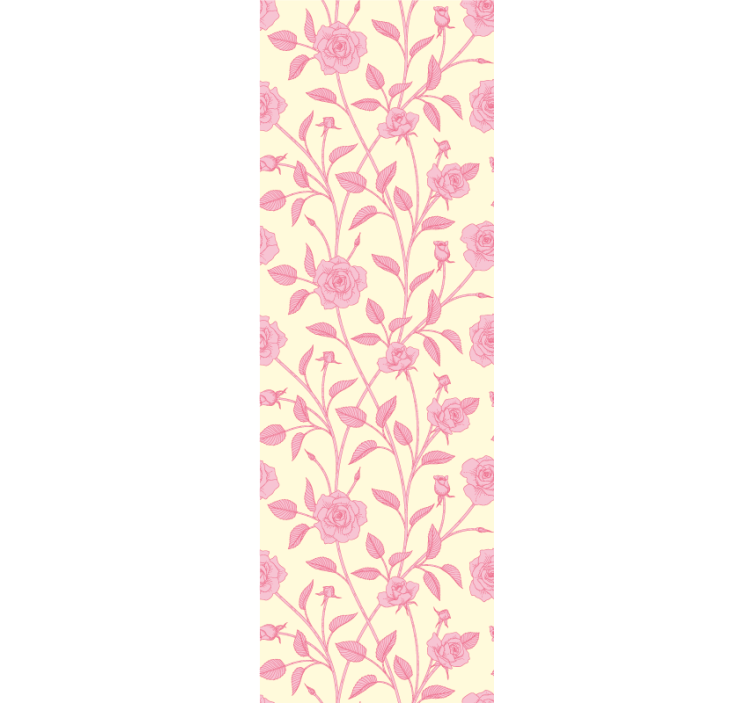 Persiana enrollable para comedor rosas vintage sobre rosa - TenVinilo