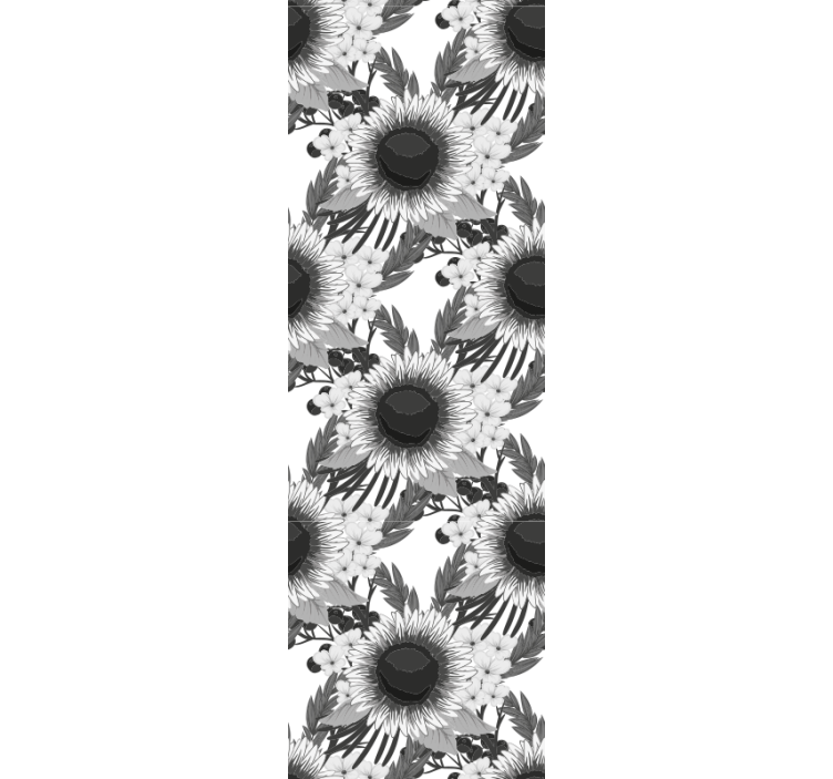 Persiana enrollable para comedor girasoles blancos y negros - TenVinilo
