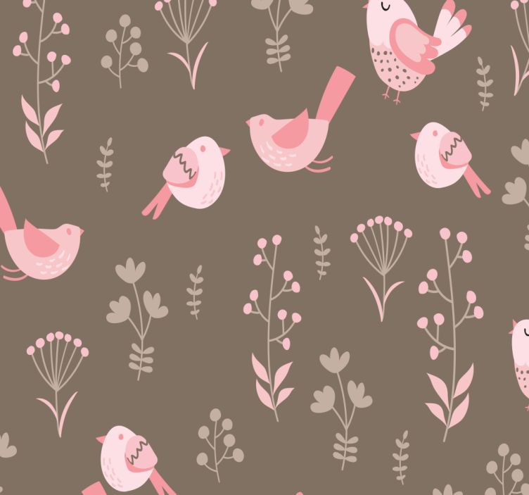 Persiana enrollable para comedor pájaros rosa vintage - TenVinilo