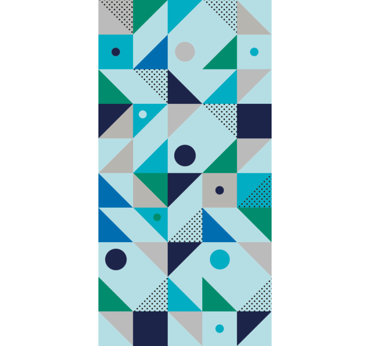 Persiana enrollable para comedor patchwork azul - TenVinilo