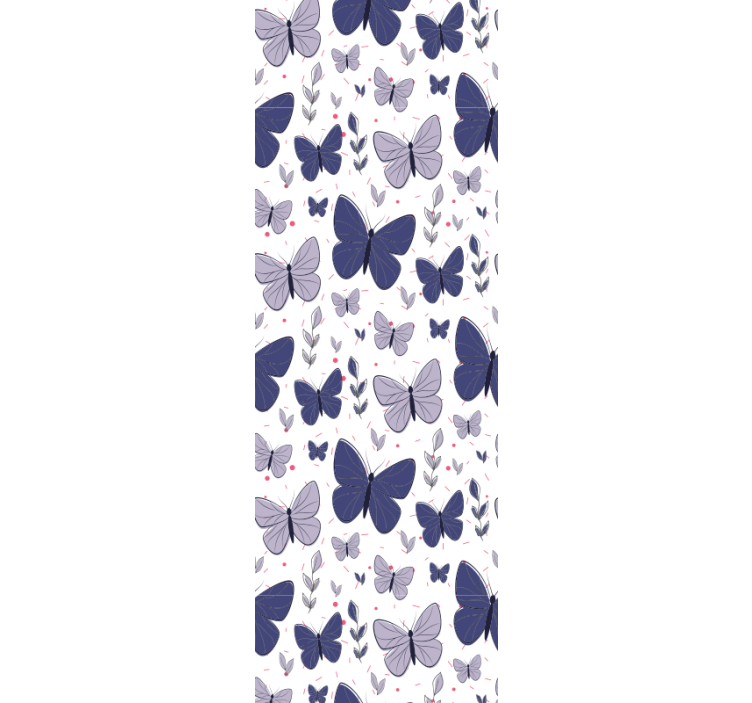 Persiana enrollable oficina patrón mariposas rosa y azul - TenVinilo