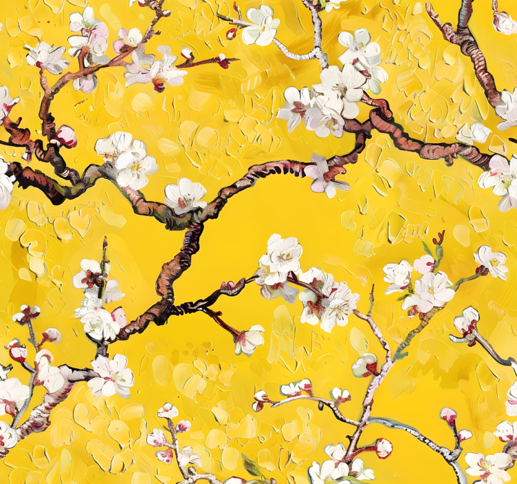 Persiana enrollable amarilla estampado floral primavera - TenVinilo