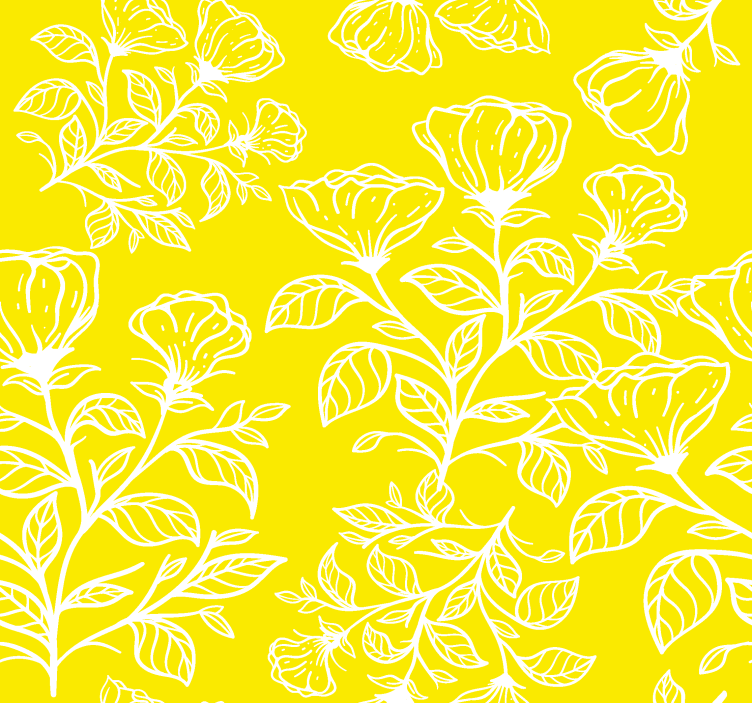 Persiana enrollable amarilla con diseño de flores - TenVinilo
