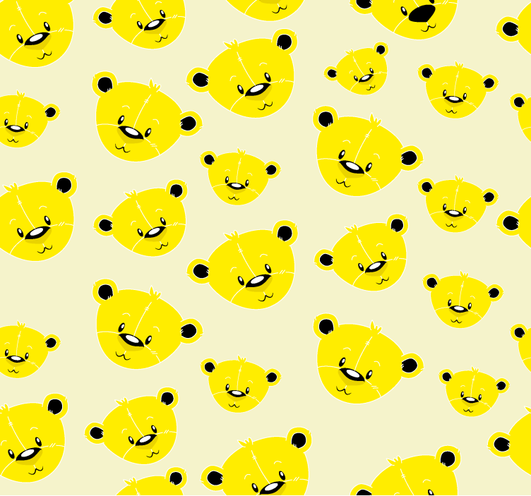 Persiana enrollable amarilla con patrón de ositos - TenVinilo