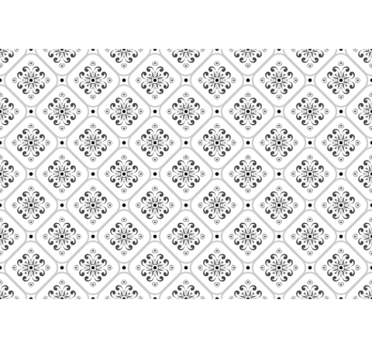 Persiana enrollable blanca con patrón mosaico gris clásico - TenVinilo