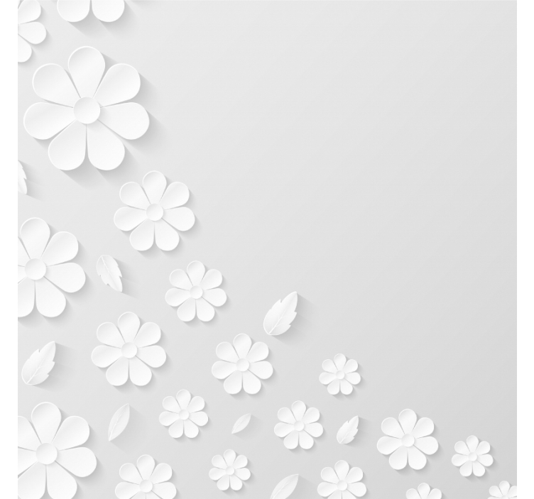 Persiana enrollable blanca fondo de flores blancas - TenVinilo