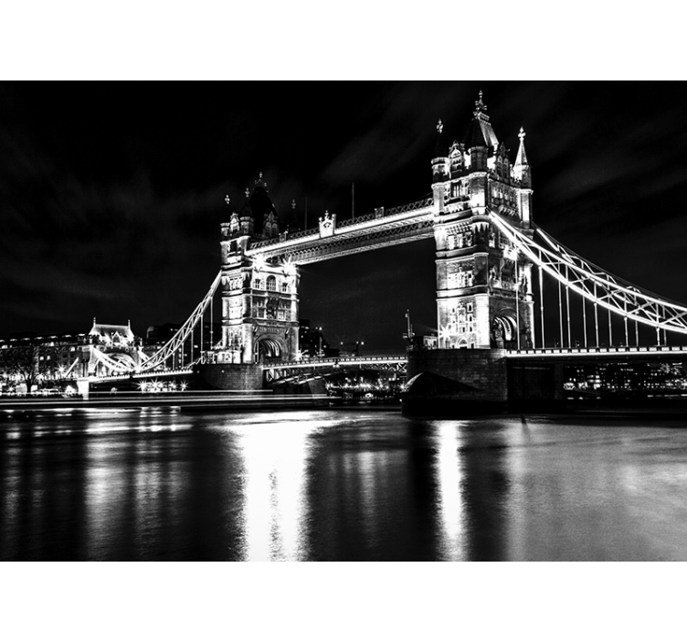 Persiana enrollable negra puente de londres de noche - TenVinilo