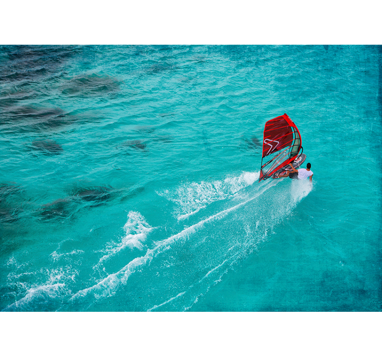 Persiana enrollable azul windsurfista en el agua - TenVinilo