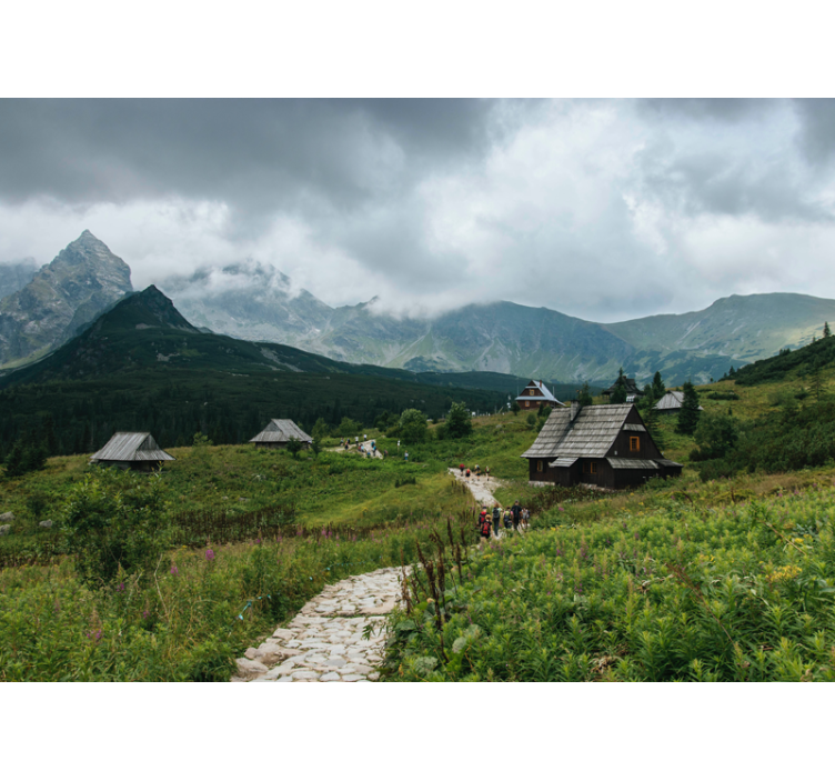 Persiana enrollable verde casas de madera en tatras - TenVinilo