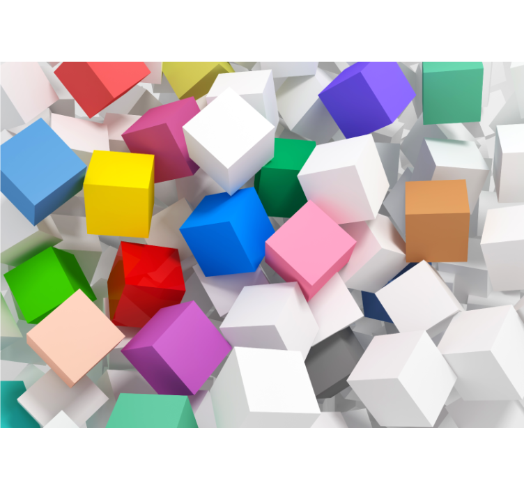 Persiana enrollable salón mural 3d cubos de colores - TenVinilo