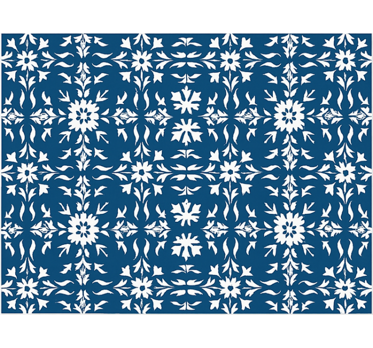 Persiana enrollable azul patrón de azulejos blancos - TenVinilo