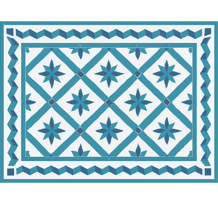 Persiana enrollable azul azulejos de estrella geométrica - TenVinilo