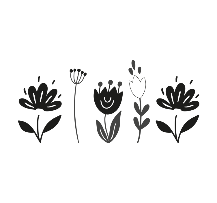 Persiana enrollable salón flores en blanco y negro - TenVinilo