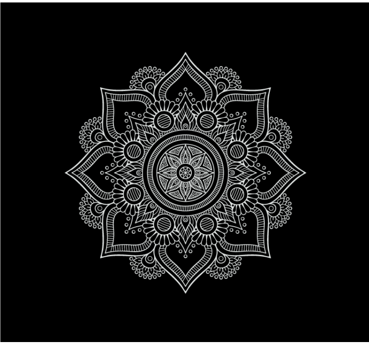 Persiana enrollable salón mandala en blanco y negro - TenVinilo