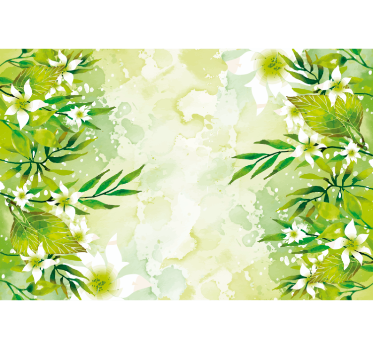 Persiana enrollable verde con motivos florales verdes - TenVinilo