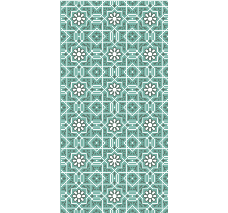 Persiana enrollable verde azulejos florales verdes - TenVinilo