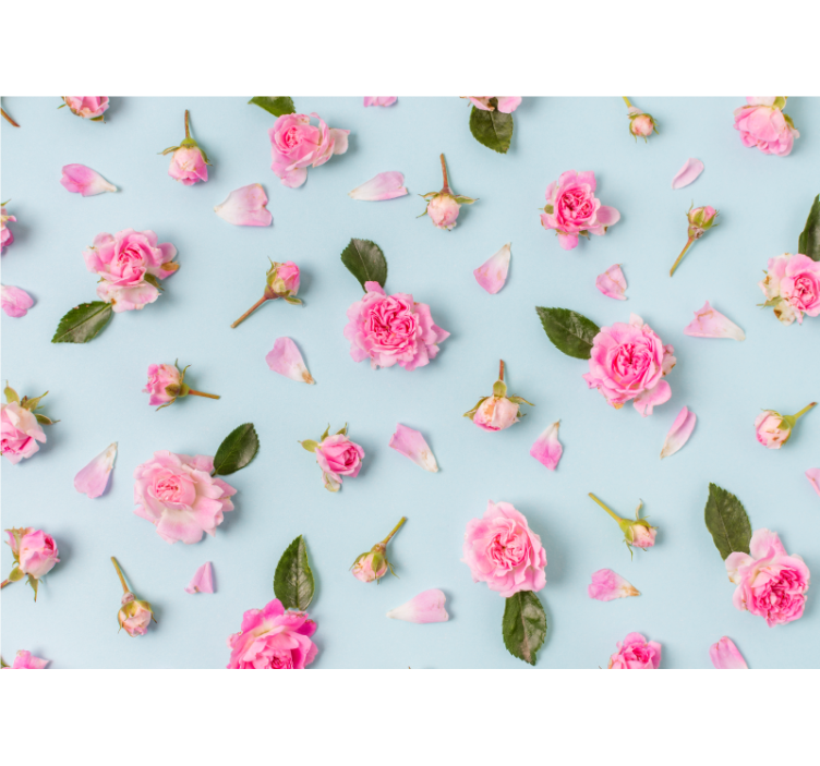 Persiana enrollable salón fondo azul rosas diferentes - TenVinilo