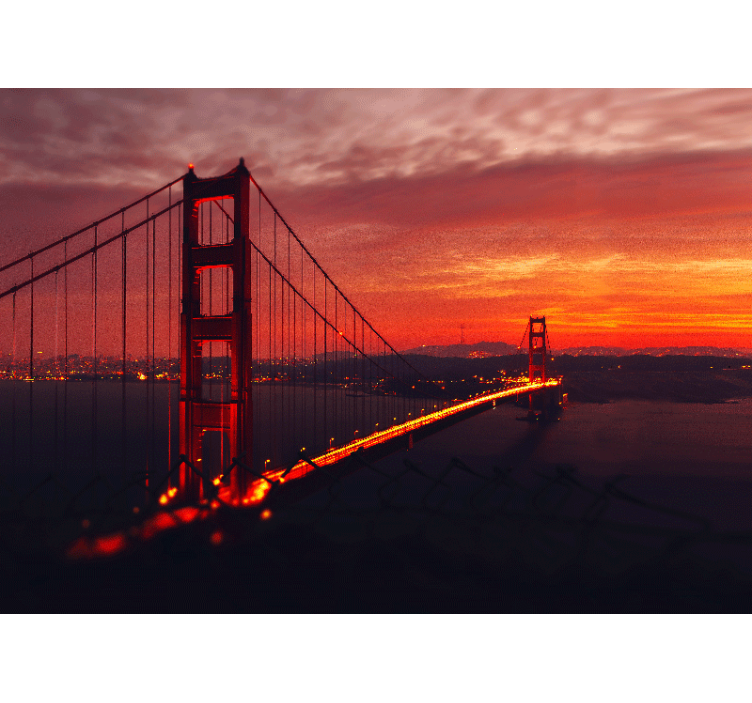 Persiana enrollable salón puente dorado con cielo rojo - TenVinilo