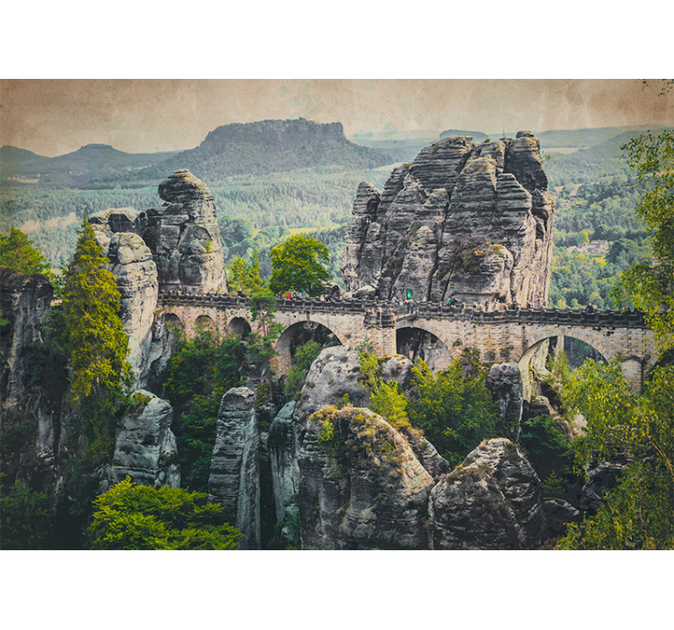 Persiana enrollable salón hermoso puente de piedra - TenVinilo