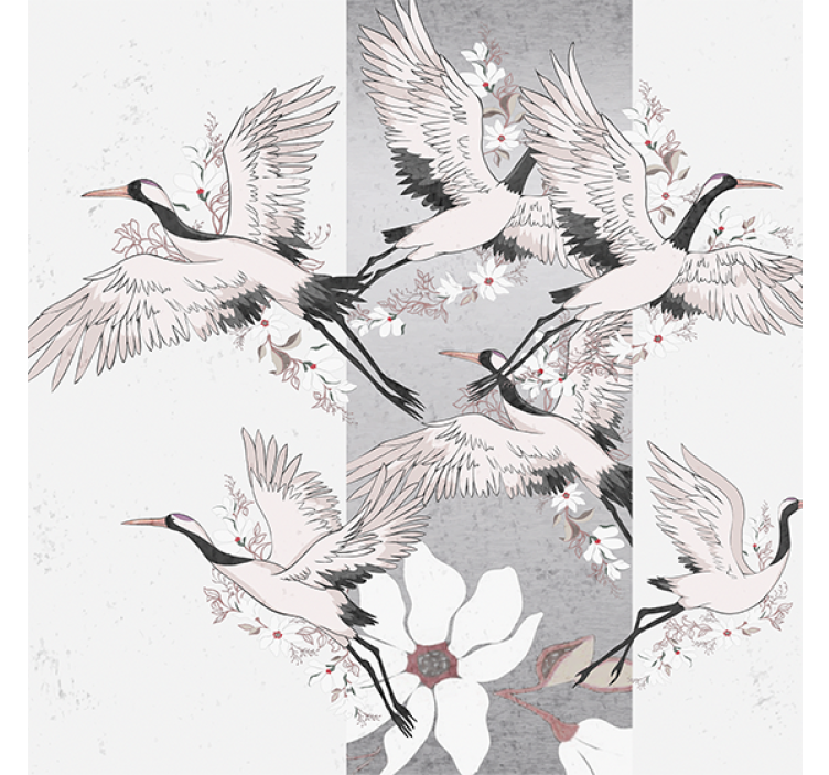 Persiana enrollable salón rayas artísticas aves orientales - TenVinilo