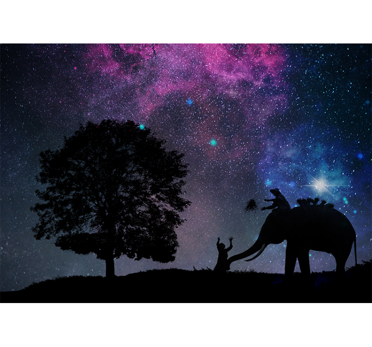 Persiana enrollable salón noche estrellada elefante - TenVinilo
