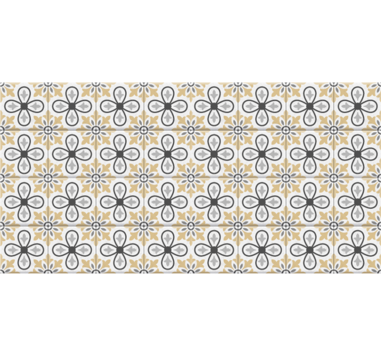 Persiana enrollable beige azulejos retro de cocina - TenVinilo