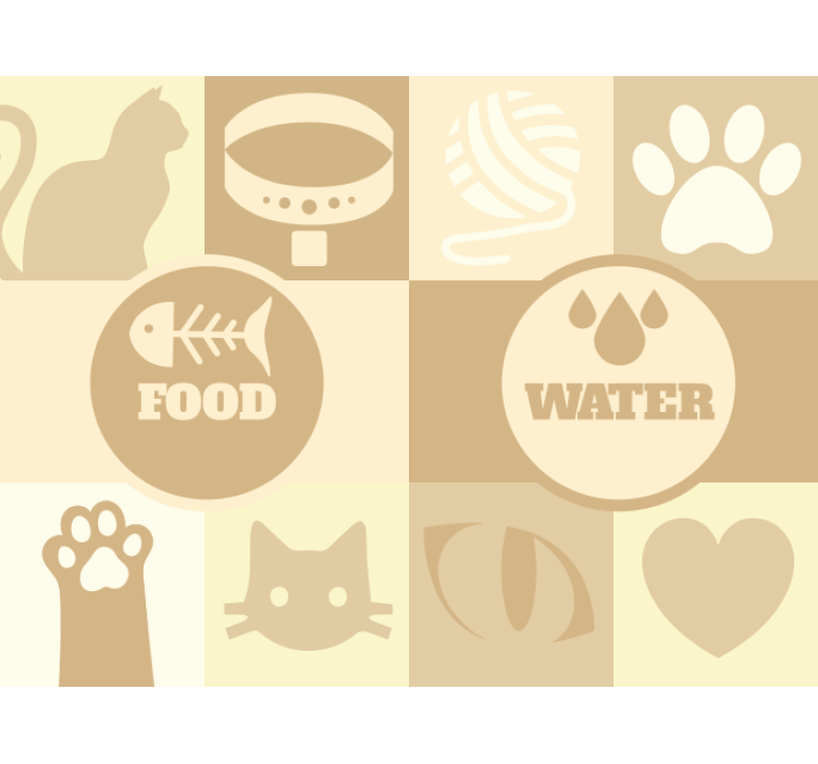 Persiana enrollable beige agua y comida para gatos - TenVinilo