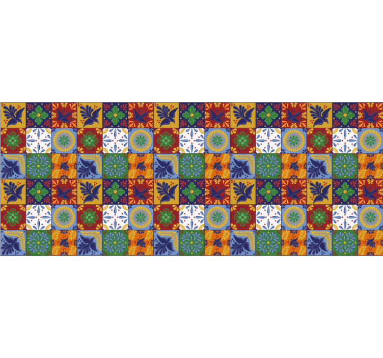 Persiana enrollable para cuarto azulejos mexicanos coloridos - TenVinilo