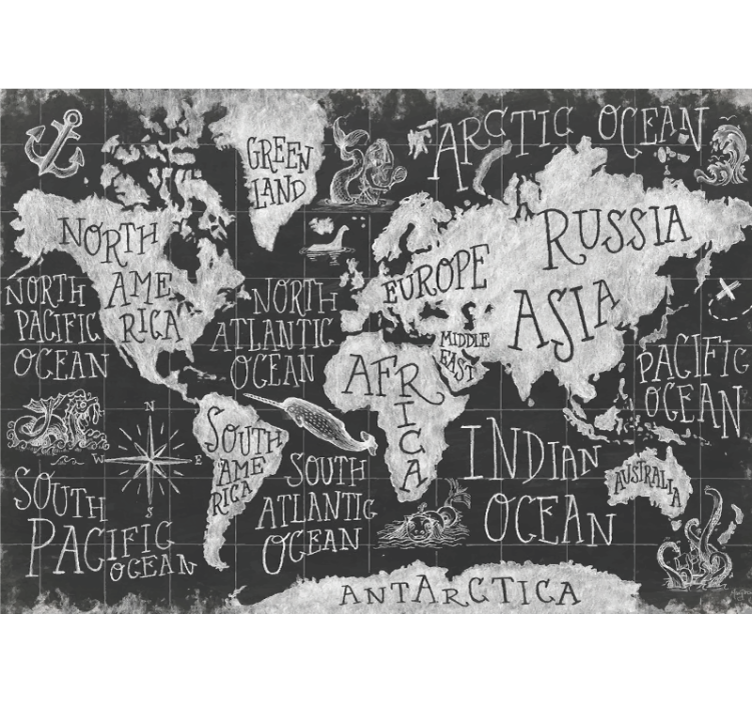 Persiana enrollable gris mapa del mundo mítico - TenVinilo