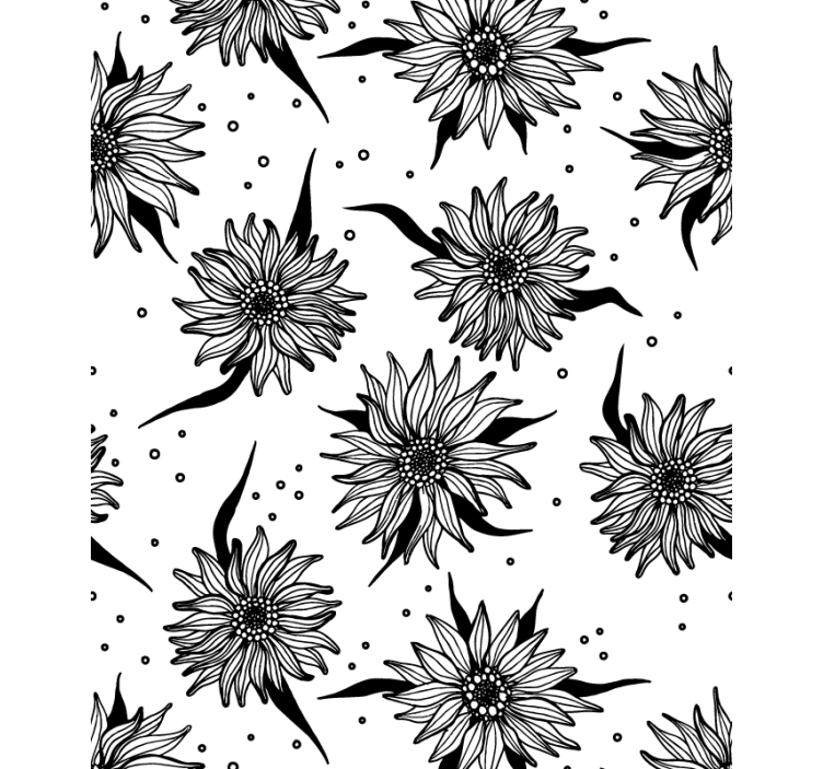 Persiana enrollable floral girasoles blancos y negros - TenVinilo