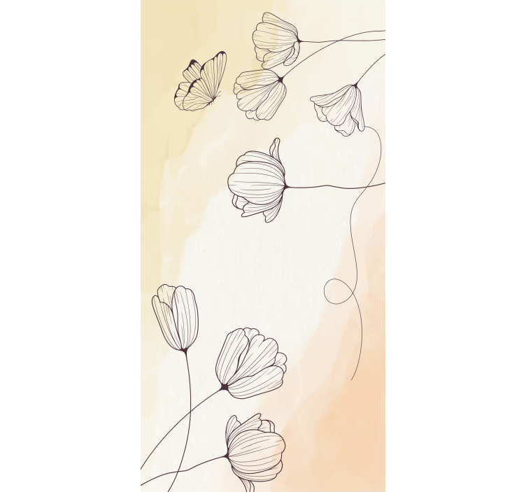 Persiana enrollable floral contorno acuarelado - TenVinilo