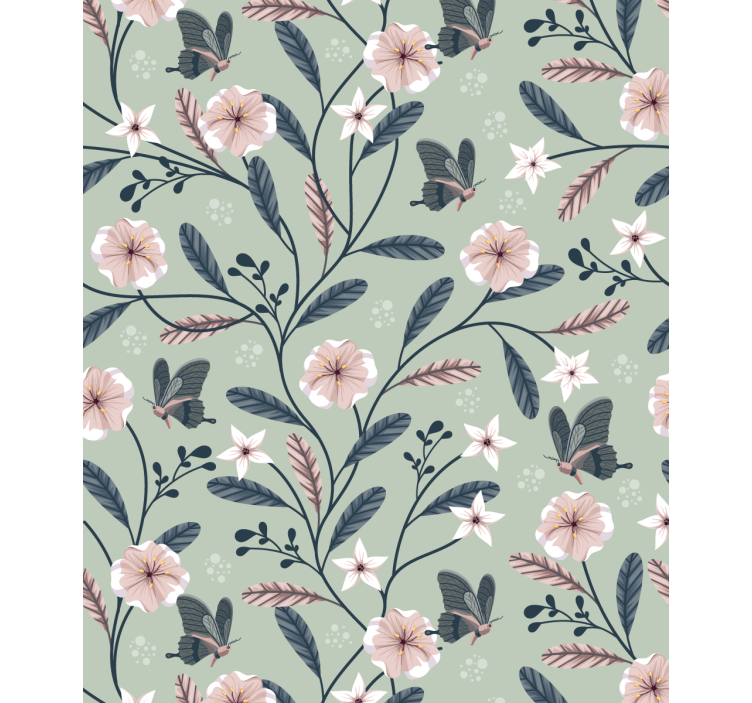 Persiana enrollable flores patrones florales de mariposas - TenVinilo