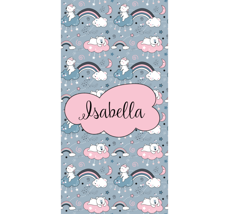 Persiana enrollable infantil oso arcoiris con nombre - TenVinilo