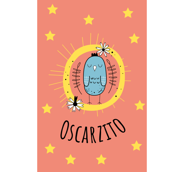 Persiana enrollable infantil pájaro azul con nombre - TenVinilo