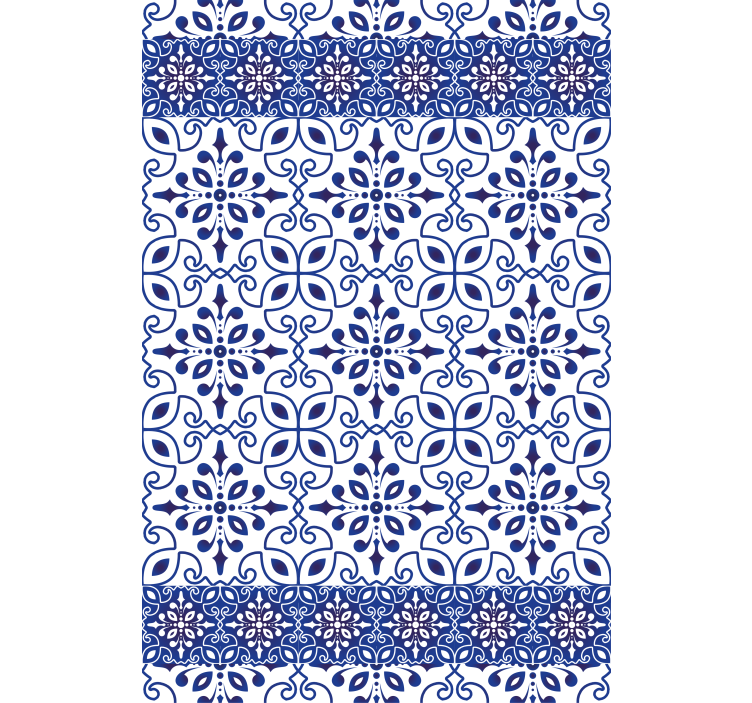 Persiana enrollable para baño azulejos azules ornamentados - TenVinilo